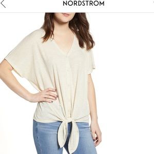 B.P front tie button up short sleeve XL NWOT